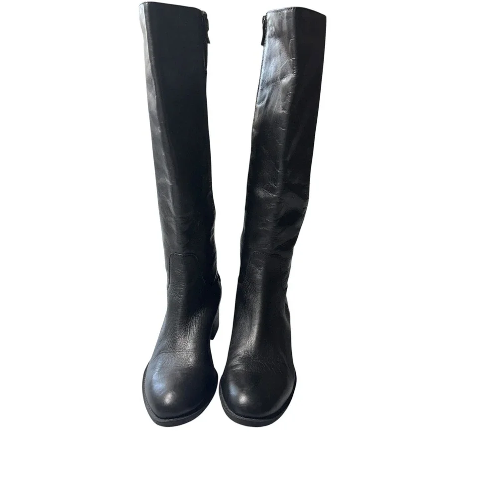 BCBGeneration Tall Boots Womens 9 Black Leather Lace Back Edgy Goth BG-MALLORY